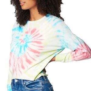 NWT BLANKNYC Good Days Rainbow Tie-Dye Long Sleeve Crew Neck Sweater - Sz S
